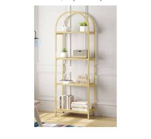 lot 5644 image: Bookshelf Arched Bookcase, Industrial 4-Tier Open Shelves with Metal Frame, 72 Tall Freestanding Storage Display Rack for Home Office