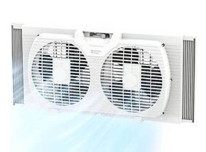 lot 5649 image: Comfort Zone Twin Window Fan with Reversible Airflow Control, 9 inch,