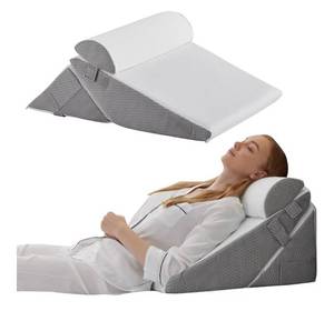 lot 5653 image: Bedluxe Wedge Pillow Headboard, 3PCS Orthopedic Bed Wedge Pillows Set
