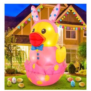 lot 5654 image: 5FT Easter Giant Inflatables Duck Outdoor with Build-in LED Lights Large Easter Bunny Duck