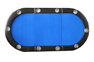 lot 5671 image: Folding Poker Table Top for 10 Players Tri Fold Texas Holdem BlackCasino Game Tabletop Blue