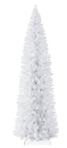 lot 5701 image: Best Choice Products White Pencil Christmas Tree 6ft Unlit Slim Decoration Without Lights, Skinny