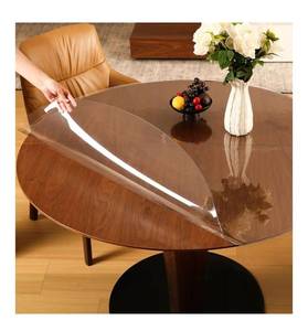 lot 5709 image: ETECHMART Clear Round Table Cover Protector 42, Waterproof Transparent Thick Vinyl Table Protector