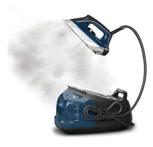 lot 5711 image: Rowenta Steam Station, Stainless Steel Soleplate, Professional Iron Steamer for Clothes, 1.1L Removable Tank, Fast Heat Up, 1800 Watts, Blue Clothes Iron, DG8624
