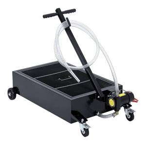lot 5720 image: GarveeTech Low Profile Oil Drain Pan 12V, 20 gal Metal Oil Change Pan Cart with 180W Electric Pump, 8 ft Hose & Folding Handle