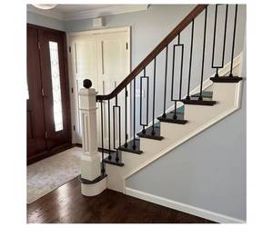 lot 5723 image: 12 Inch Wrought Iron Rectangular Balusters - Hollow Iron Square Plain Bar Stair Balusters 5 pcs