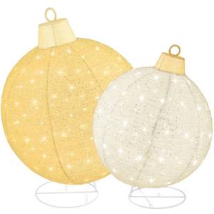 lot 5726 image: 2-Piece Lighted Pop-Up Christmas Ornament Outdoor Decoration with 180 LED Lights in GoldWhite