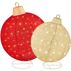 lot 5727 image: Best Choice Products 2pc Lighted Pop-Up Christmas Ornaments Outdoor Holiday Decoration w 180 LED Lights - RedGold