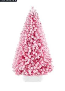 lot 5728 image: Best Choice Products Artificial Flocked Christmas Tree, 6ft Premium Unlit Colorful Pine Holiday D�cor wFull Branches, Metal Stand - Pink