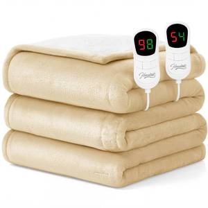 lot 5733 image: Homemate Electric Heated Blanket Queen Size - 84x90 Heating Blanket Queen Size Dual Control 12468 Hours Auto-Off 10 Heat Level Over-Heat Protection Flannel Sherpa ETL Certification