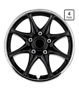 lot 5734 image: Pilot Automotive WH522-16C-B-AM 16 Inch Black & Chrome Universal Hubcap Wheel Covers For Cars - Set Of 4 - Fits Most Cars