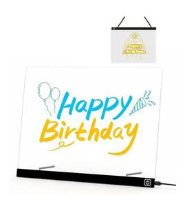 lot 5744 image: 16 LED Note Board with Light, Vamotto Acrylic Dry Erase Boards
