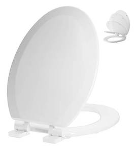 lot 5749 image: Angol Shiold Quiet-Close Molded Wood Toilet Seat with Non-Slip Adjustable Hinges, Anti-Pinch Bumpers, Easy Install & Clean��Bone, Elongated