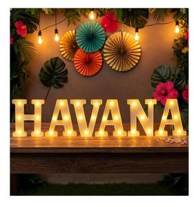 lot 5755 image: 5 Pcs Havana Party Decorations Light up Sign Havana LED Marquee for Hot Night Party