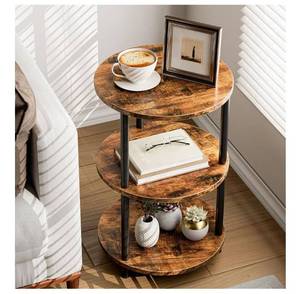 lot 5772 image: Small Round Coffee Table - 3 Tier Design Accent Table, Narrow Side or Bedside Stand