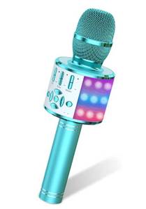 lot 5779 image: Amazmic Kids Karaoke Microphone Machine Toys for Girls Bluetooth Microphone with LED Light, Mothers Day Birthday Gift for Girls Boys 3 4 5 6 7 8 9 10 11 12 Year Old Kids Toys(Blue)