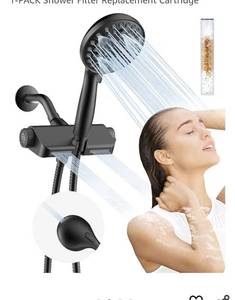 lot 5781 image: MakeFit Dual Shower Head Matte Black Bundle