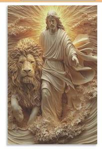 lot 5783 image: Jesus And Lion Canvas Wall Art Jesus Christ Wall Decor Picture 16x24