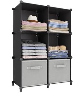lot 5790 image: 6-Cube Storage Organizer, Closet Organizer Storage Cabinet Shelf Bookcase Bookshelf with Metal Hammer, Storage Cubes Organizer Cabinet for Kids, Closet, Bedroom, Bathroom(11.8x11.8x11.8 inch)Black