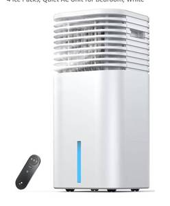 lot 5792 image: Windowless Portable Air Conditioner, 24.4 Small Evaporative Air Cooler for Room No Window, 3-Speed Settings, 4 Modes, 7H Timer, Remote Control, 4 Ice Packs, Quiet AC Unit for Bedroom, White