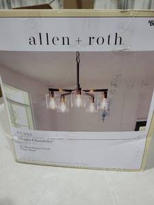 lot 5793 image: Allen  Roth Evans 5-Light Chandelier with Clear Glass Shades