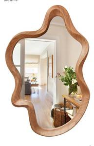 lot 5795 image: sawsile Irregular Wall Mirror,21x 32Asymmetrical Mirror Wood,Wooden Framed Wall Mirror