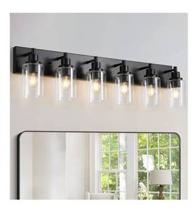lot 5796 image: LOUSACE 6 Light Bathroom Vanity Light, Matte Black Bathroom Light Fixtures Over Mirror,