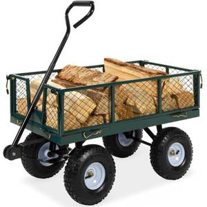lot 5797 image: Best Choice Products Heavy-Duty Steel Garden Wagon Lawn Utility Cart w 400lb Capacity  Removable Sides  Handle - Green