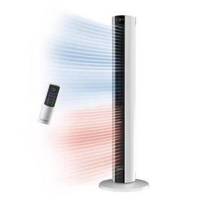 lot 5809 image: Lasko 42  1500W All Season Tower Fan & Space Heater with Timer and Remote  White  FH500