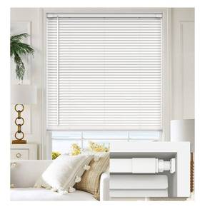lot 5826 image: LazBlinds No Tools No Drill 1 Vinyl Mini Blinds, Cordless Blinds for Windows, Light Filtering Horizontal Window Blinds & Shades, 41 W x 72 H, White
