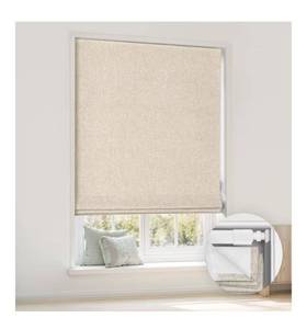 lot 5827 image: LazBlinds No Tools No Drill Cordless Roman Shades for Windows, Blackout Thermal Insulated UV Blocking Window Blinds, Room Darkening Fabric Blinds for Indoor Windows, 40 W x 64 H, Beige