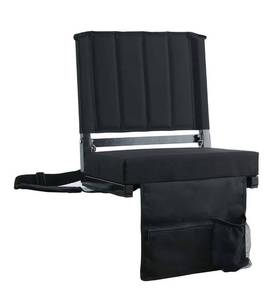 lot 5843 image: SPORT BEATS Stadium Seats with Back Support Bleacher Chairs with Back and Cushion Thick Padded Bleacher Seats Includes Shoulder Strap Black 1pc Standard