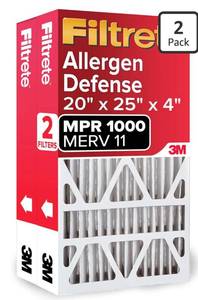 lot 5850 image: Filtrete 20x25x4 Air Filter MERV 11, MPR 1000 Micro Allergen Defense 2-Pack,