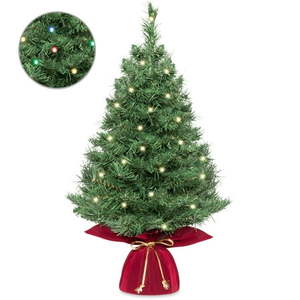 lot 5854 image: Best Choice Products 26in Pre-Lit Tabletop Artificial Fir Christmas Tree w 35 Color Changing LED Lights, 5 Functions