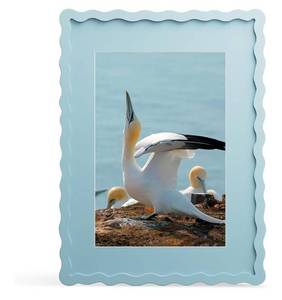 lot 5856 image: 11x14 Picture Frame with Mat for 8x10, Wavy Edge Wooden Real Glass Photo Frame for Wall Hanging, Blue, 1 Pack