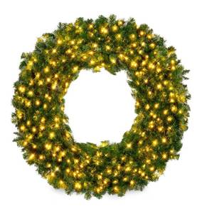 lot 5864 image: Best Choice Products 60in Large Artificial Pre-Lit Fir Christmas Wreath Holiday Accent Decoration w 300 LED Lights, 930 PVC Tips