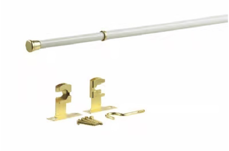 lot 490 image: Bundle of 3 Kenney Enamel White Sash Rod 48 in. L X 84 in. L