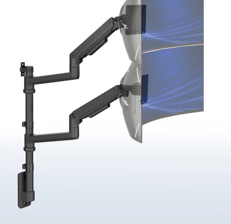 lot 2 image: MOUNT-V120K Pneumatic Arm Dual Ultrawide Monitor Wall Mount - Up to 49 Retails $140