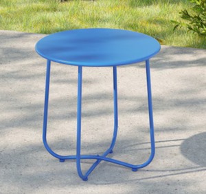 lot 3 image: Aok Garden Patio 18 Side Table Weather Resistant Outdoor Round End Table for Room Bedside Porch bright Blue