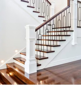 lot 72 image: Atlas Stair Parts 44-in x 4-in Decorative Satin Black Wrought Iron Oval Stair Balusters - Bundle of 9
