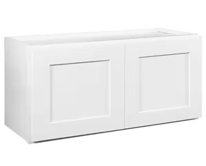 lot 29 image: Brookings Solid Wood Assembled Shaker 36 in. x 18 in. x 12 in. 2 Door Wall Kitchen Cabinet W3618 in White Retails $346
