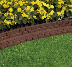 48 in. x 3 in. x 3 in. Brown Brickface Rubber Landscape Edging - 2 Pack