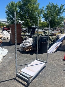 lot 12 image: 2 x 4 Steel Cart W 3 Posts - See images Heavy Duty Casters
