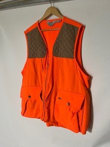 lot 5 image: An American Tradition - Premium Hunting Vest - Orange W Brown Shoulder Pads - All the Necessary Pockets - 2XL