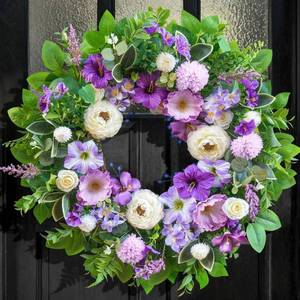 lot 8503 image: Spring Wreaths for Front Door Outside 24 Inch,Summer Wreath with Purple Morning Glory,Peony and Hydrangea,Spring Door Wreath for Indoor Outdoor Farmhouse Wall Proch Home Decor