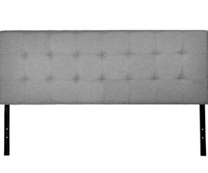 lot 8514 image: Faux Linen Upholstered Tufted Headboard with Adjustable Height, Queen, Gray