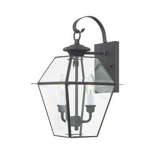 lot 8519 image: Livex Lighting Westover 2 Light Outdoor Wall Lantern in Charcoal