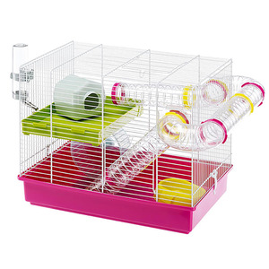 lot 8529 image: Ferplast Laura Hamster Cage with Tubes  Food Dish  Water Bottle  and Wheel