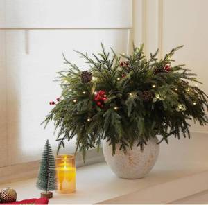 lot 8535 image: 20-Piece Set 24 Artificial Norfolk Pine Branches - Christmas Decorations - Faux Christmas Greenary - Faux Norfolk Pine Stems for DIY Crafts Garland Wreath Home Decor- Free LED String Lights