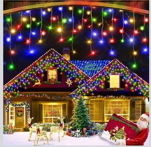 lot 8548 image: XURISEN 66ft Christmas Lights Decorations Outdoor, 640 LED 8 Modes Curtain Fairy Lights with 120 Drops,Plug in Waterproof Timer Memory Function for Christmas Holiday Wedding Party Decor(Multicolor)